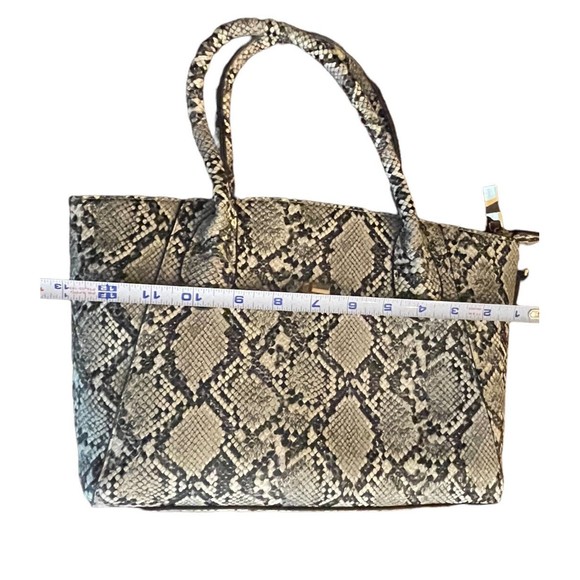 Python Tote Black Gray White Purse Handbag Snakeskin - Picture 4 of 8